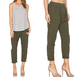 THE GREAT Olive Green Cotton Low Waist Drop Crotch Pull On Slouchy Harem Pant XS